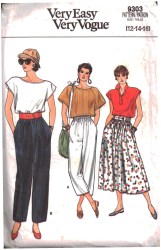 9303 EZ VOGUE LONG FLARE SKIRT, PANTS CROPPED OR NOT PATTERN 6-16 2 SIZES